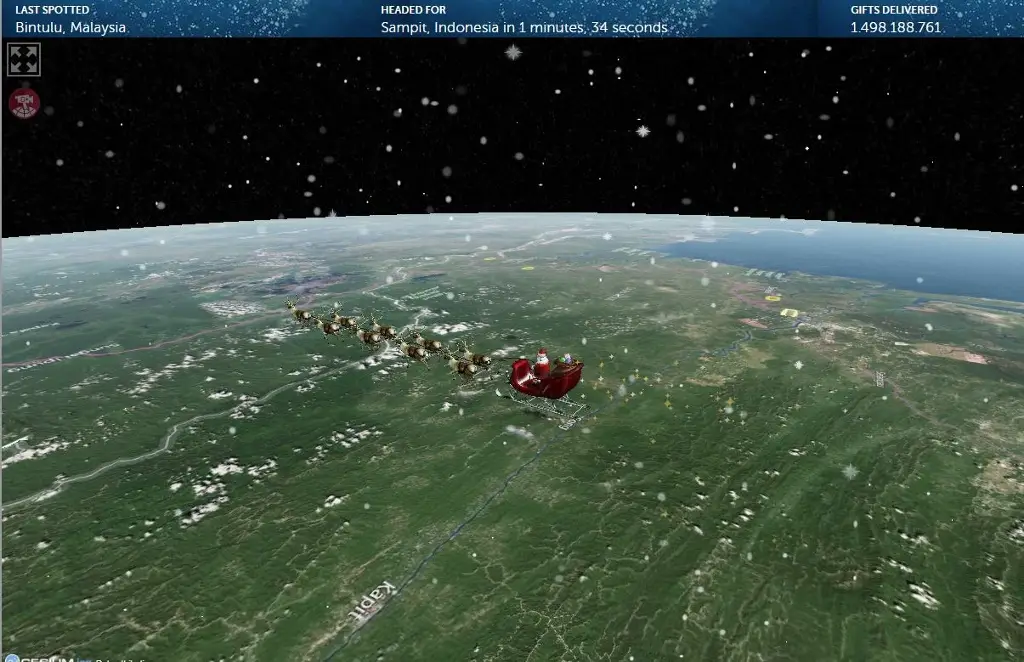 Esta página rastrea 'en tiempo real' el recorrido de Santa Claus al rededor del mundo